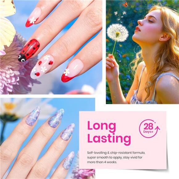 Summer Gel Nail Polish Set, 42pcs UV Gel Nail Polish Colors Blue Pink - Picture 5 of 7